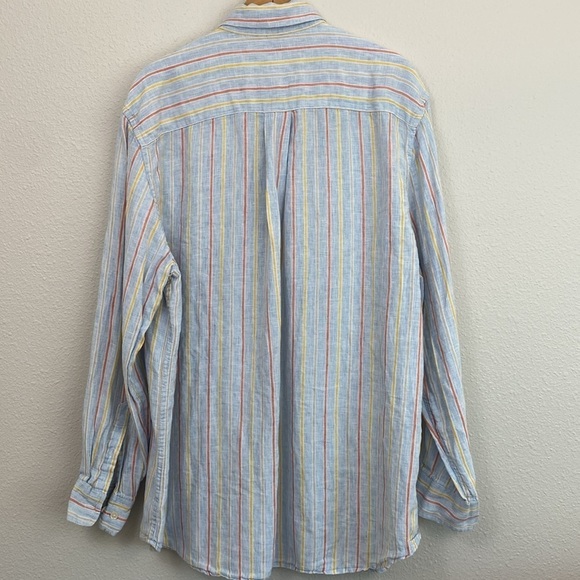 EUC W.H. Belk Sportswear 100% Linen Striped Button Down Dress Shirt Size XL - Picture 4 of 6